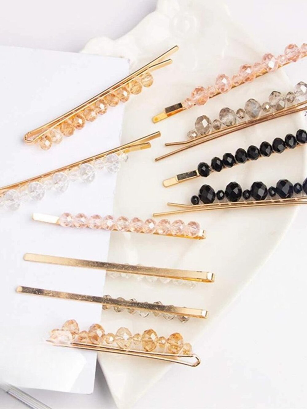 5 Pcs Sparkly Beaded Crystal Bobby Pins Set hair accessories